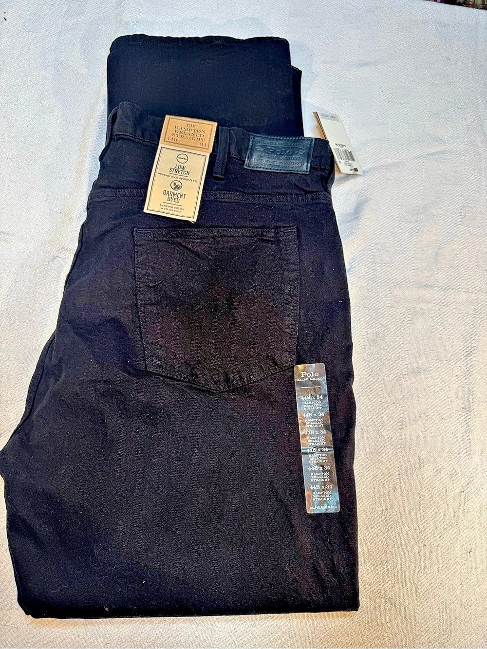Polo Ralph Lauren Hampton Relaxed Straight Men's Cotton Jeans Waist 44 x 34 NWT